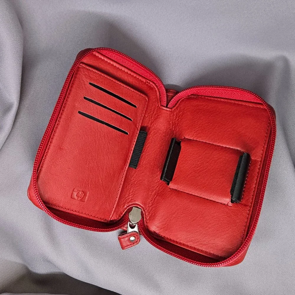 HP PDA/Phone Case, Genuine Leather, Red, Vintage, (late 90s) by Hewlett Packard